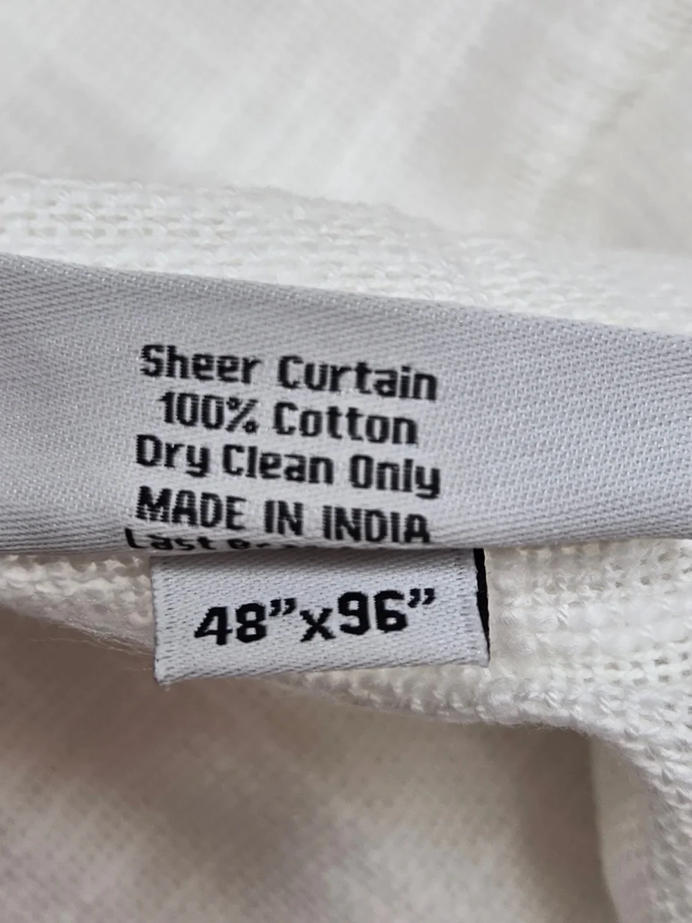 NWT QUINCE Set Of 2 48x96 Cotton Sheer Curtains White 9754